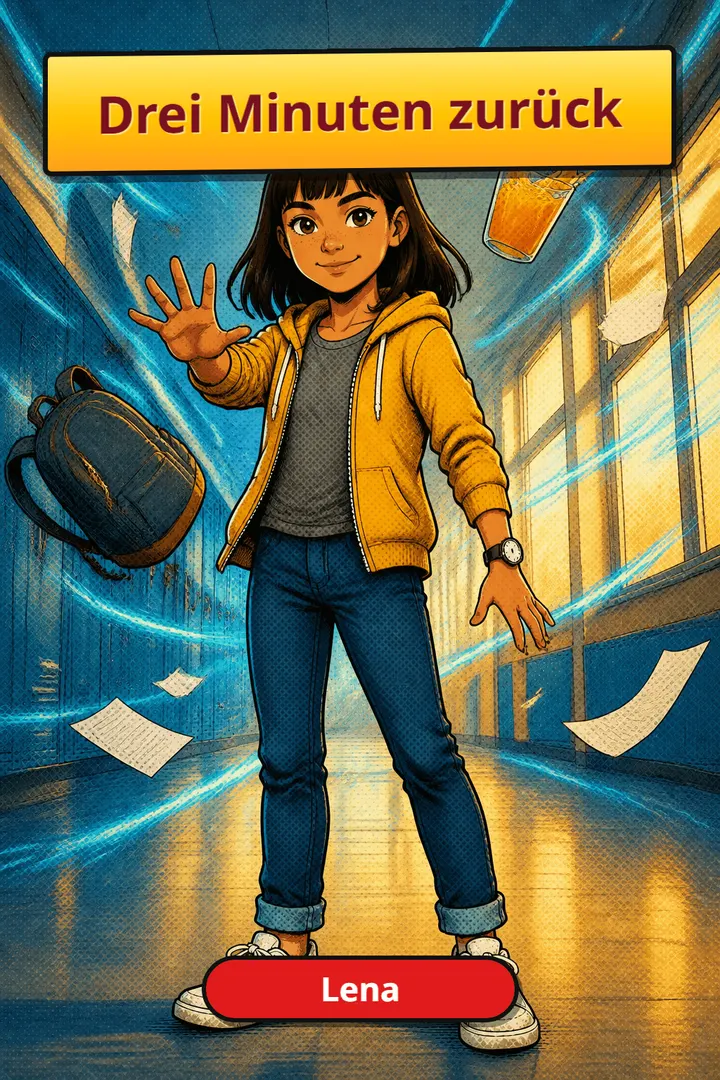 Drei Minuten zurück - Cover eines personalisierten Kinderbuchs
