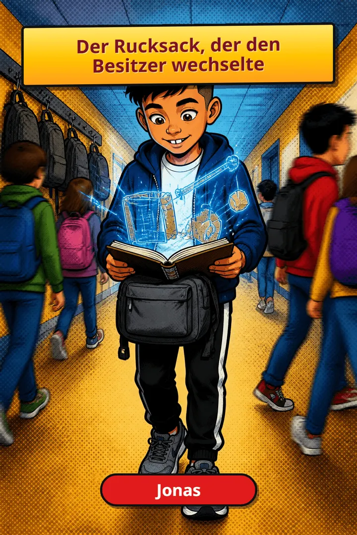 Der Rucksack, der den Besitzer wechselte - Cover eines personalisierten Kinderbuchs