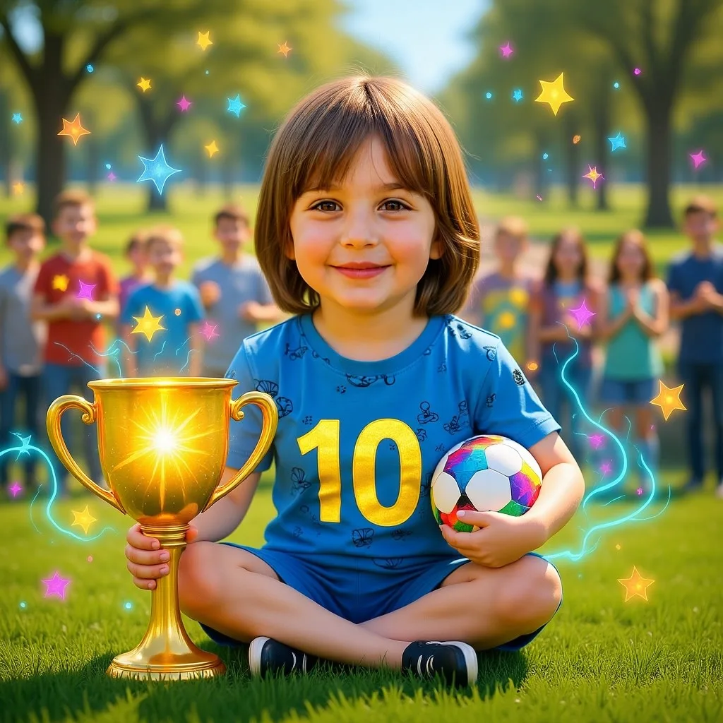 Personalized children’s book cover illustrated with AI — Soccer Champion