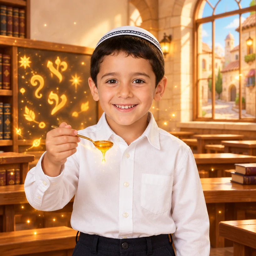 אותיות של דבש - כריכת ספר ילדים אישי